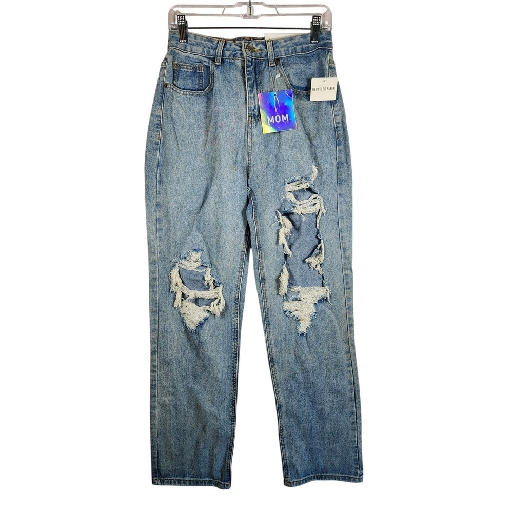 Y2K Grunge Retro Skater Blue Savvy NWT 5/27 90s Boyfriend Distressed Mom Jeans